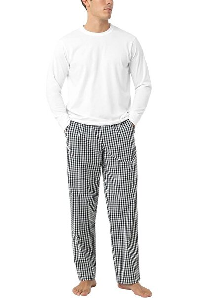 Lapasa Men's Cotton pajamas, white plaid, size 2xl,