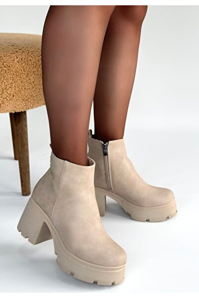 STUMBANNG Belay Beige Nubuck Heeled Boots