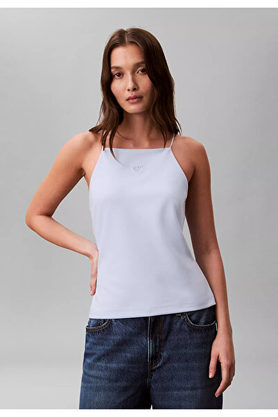 Calvin Klein Women's Slim Fit Narrow Strap Cotton Plain Woven Fabric Blue Blo...