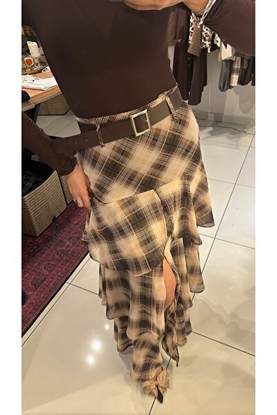 Krisbut Kadın Yırtmaçlı Kat Kat Etek