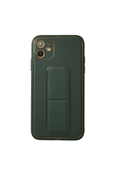 FREEDOM STOREE غطاء جلدي كوكو لهاتف آيفون 12 مع حامل - أخضر