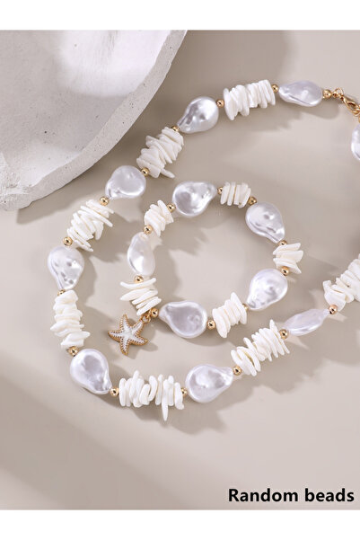 Take Two By Styli Shell Beaded Bracelet and Necklace Jewelry Set