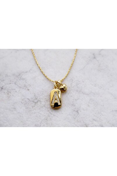 Nazbijuterii 14 ayar altın rengi.A harfi kolye