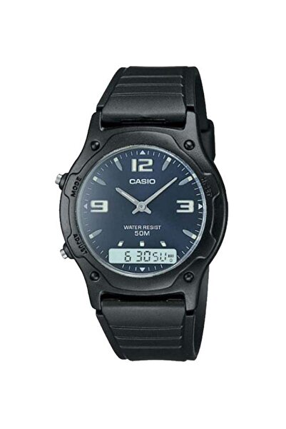 Casio Men's Resin Analog And Digital Watch AW-49HE-2AVDF - 38 mm - Black