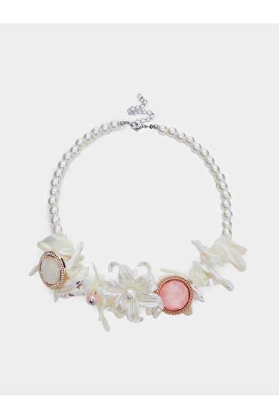 Styli قلادة مميزة من اللؤلؤ الأبيض والصدف