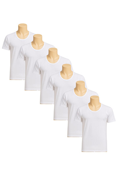 City Rose Fashion طقم قمصان داخلية رجالية - قطن ناعم 100% - أبيض بأكمام قصيرة...