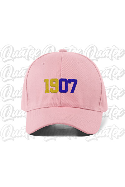 QUATEX 1907 Yellow Navy Blue Embroidered Hat - Pink Color 100% Cotton Gabardi...