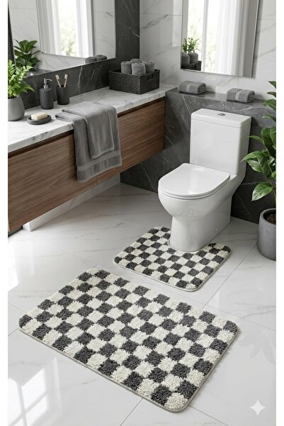 EUROBANO Chess Checkerboard Patterned Latex Non-Slip Base Machine Washable 2-...