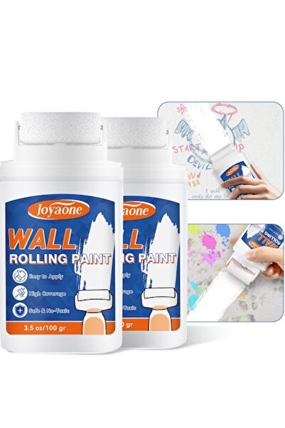 JOYAONE White Paint for Walls with Integrated Roller, Set of 2