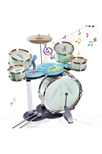 CREATIVE Set de tobe jazz pentru copii de peste 3 ani, cu scaun, verde