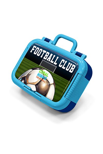 Coral High Kids Navy Blue Football Patterned Stainless Steel Lunch Box 39286