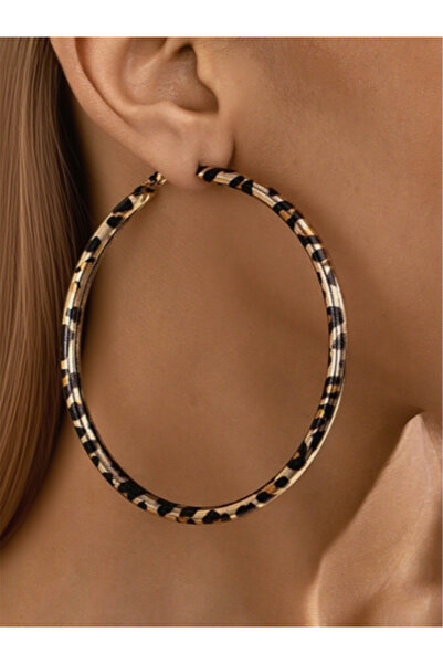 Take Two By Styli Leopard Print Hoop Earrings