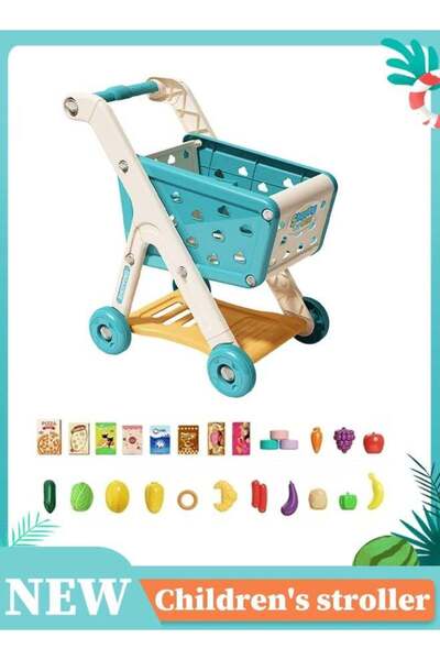 Generic Kids Shopping Cart Trolley Play Set with Pretend Food and Accessories...