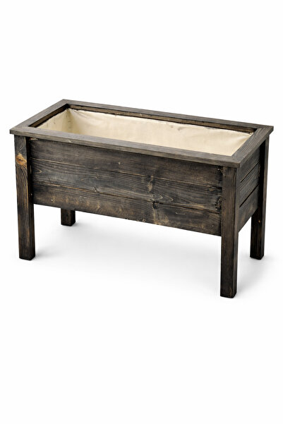 Royal Raven Rustik Ahşap Saksı – Koyu Renk Dekoratif Balkon Saksılığı