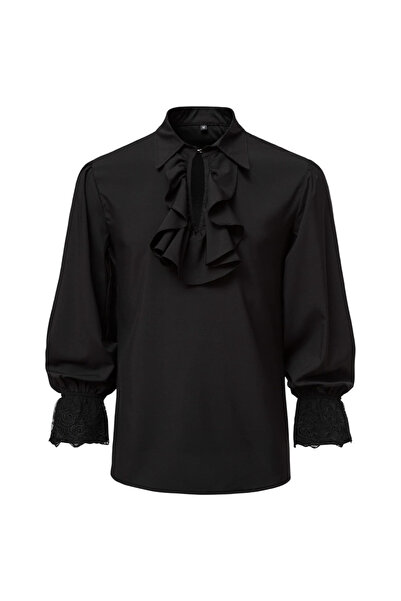 Other Cămașă Bărbați Medievală Pirat - Stil Renașterea, Guler cu Șnur, Polies...