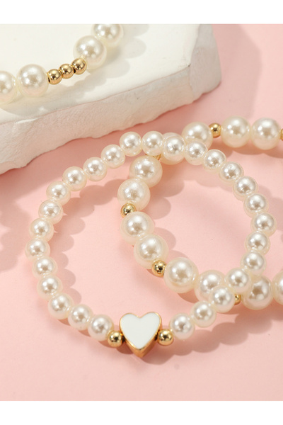 Take Two By Styli Set of 4 - Faux Pearl Beaded Bracelet