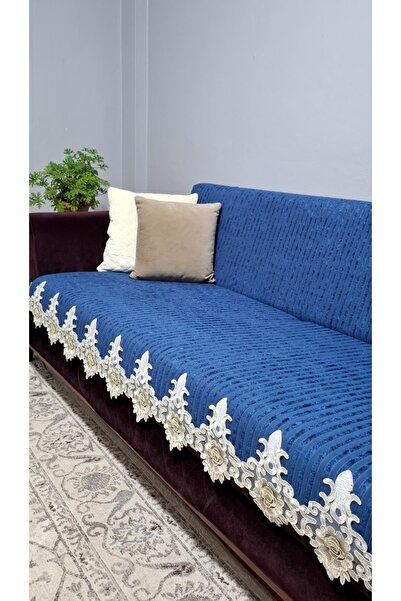 DAHABELLA LUXE HOME Luxurious French Lace Striped Velvet Sponge Non-Slip Base...