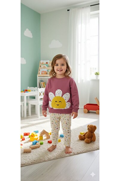 Lina Baby Bloom Nakış Detaylı Kız Bebek 2 'li Takım Alt Taytlı