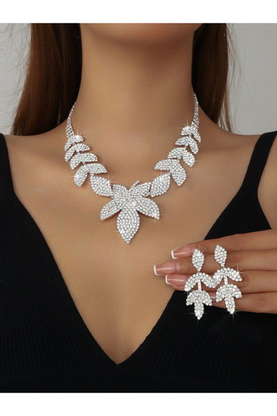 Take Two By Styli Pack of 2 - Rhinestone Necklace and Earrings