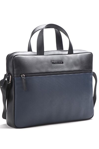 Police Leather Laptop Bag Anthemis - Black/Navy