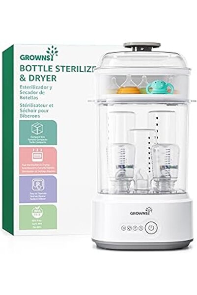 Laxum جهاز تعقيم وتجفيف زجاجات الأطفال، جهاز تعقيم زجاجات الأطفال مدمج