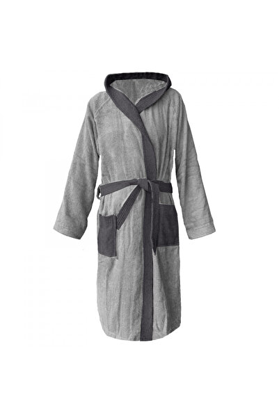 Homelevel Fabric Bathrobe, 2XL, Grey, Organic Cotton, 54856.25.5