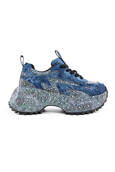Tmall Women's Sports Shoes,-Leather with Rhinestones, D1463, Dark Blue