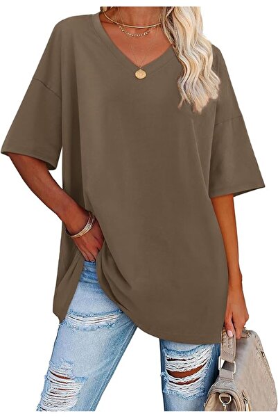 Other Tricou Oversize Damă Florboom - Decolteu în V, Material Aerisit, Khaki,...