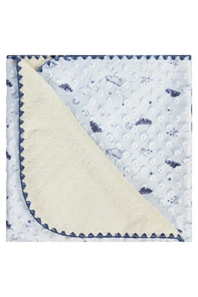 Albimini Mini drop patterned embroidered blanket - blue standard