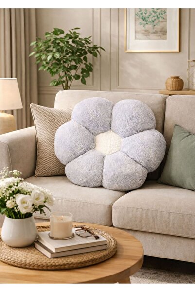 TrendTopic Dekoratif Dev Papatya 45 Cm Peluş Kırlent Yastık Minder Papatya Kı...