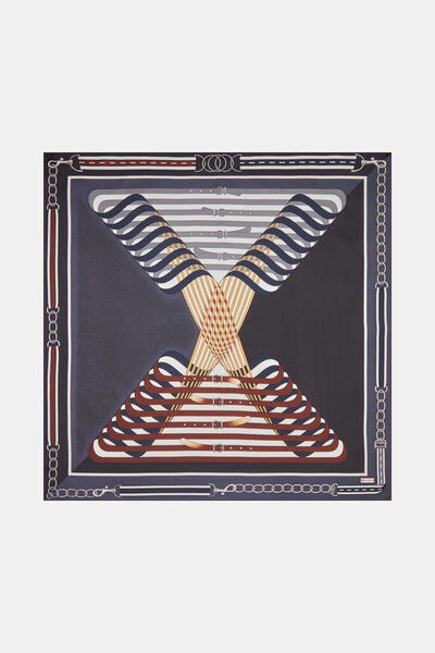 Vakko ANTRASİT OBJE DESENLİ TWILL EŞARP