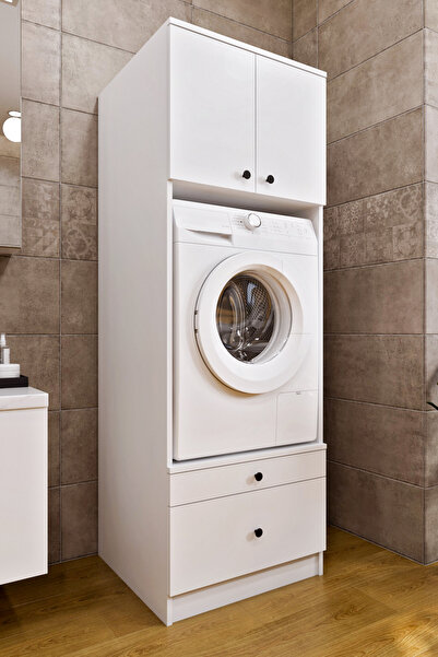 Ases Mobilya Ases ELZ520 Çamaşır Yada Kurutma Makinesi Dolabı Boy 2 Kapak 2 Ç...