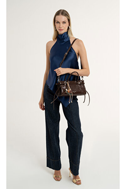 Pierre Cardin Coffee Color Zipper Closure Detachable Adjustable Strap Women's...