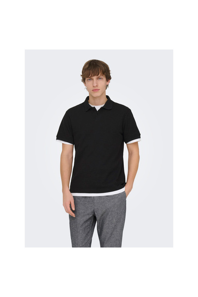 Only & Sons Ανδρικό μαύρο μπλουζάκι πόλο (22035825-B)