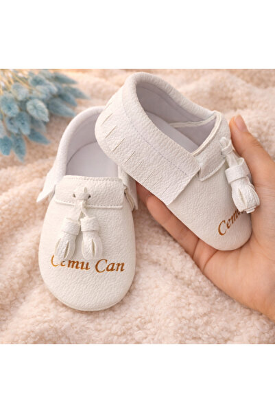 marasmakosen İsme Özel Unisex Bebek Makosen Patik – Püsküllü Beyaz Hastane Çı...