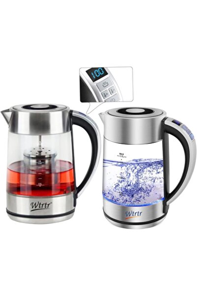 wtrtr 2-in-1 Glass Electric Kettle 1.7L, 2200W, Variable Temp Control, Tea In...