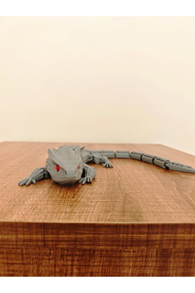 3D Karamürsel 3D Baskı Hareketli Eklemli Kırmızı Gözlü Kertenkele Ejderha Fig...