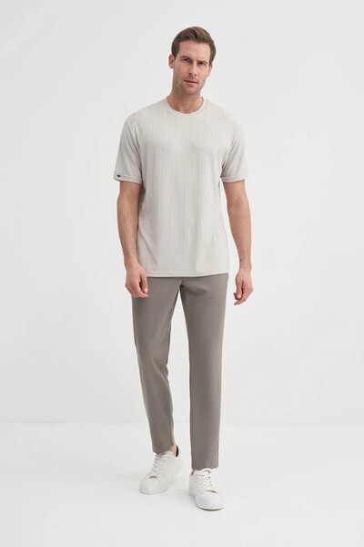 Cazador Regular Fit Textured Gray Men's T-Shirt 42530