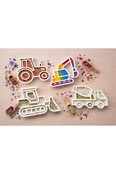 OEM Set de joacă senzorială cu 4 tăvi cu vehicule Montessori, joc deschis, jo...