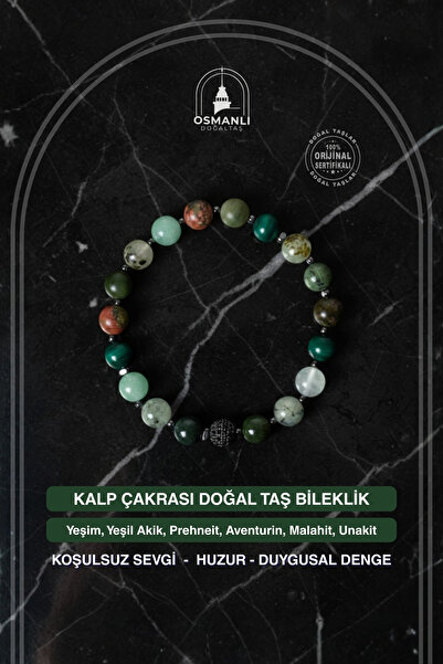 OSMANLI DOĞAL TAŞ Certified Heart Chakra Natural Stone Bracelet