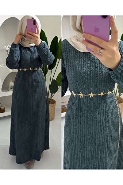 STİLSEN YILDIZ KEMER DETALI BOYDAN ELBİSE