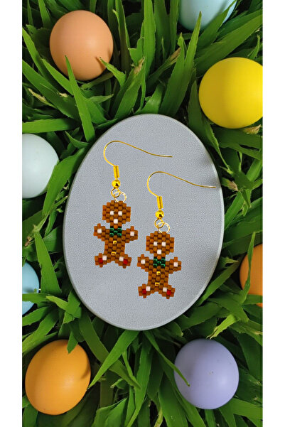 SEARD Miyuki Beads Handmade Cookie Man Gingerbread Man Earrings