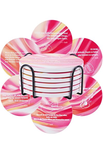 Other Taylor Swift Coasters Set - Ceramic, 6 Pieces, Quotes, Pink, 10.5 cm