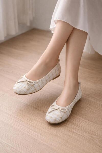 modastilin Tweed Fabric Mary Jane Ballet Stylish Buckle Orthopedic Sole Casua...