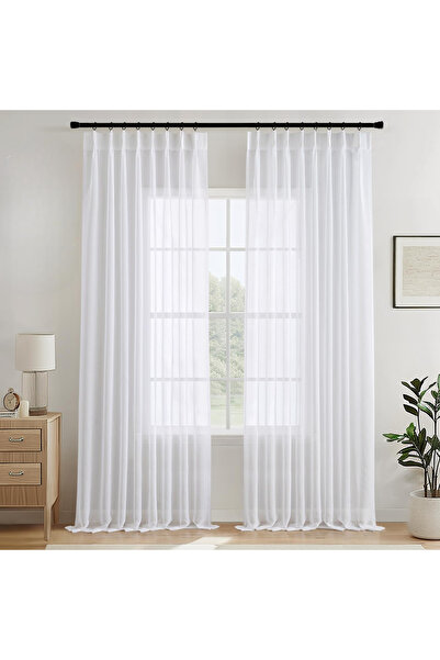 Other Semi-sheer Voile Curtains - Set of 2 Pieces, Polyester - White, 132 x 2...