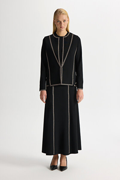 MISS DALIDA Tiktak Detaylı Triko Etek Siyah