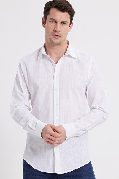 Tudors Ανδρικό πουκάμισο με μακριά μανίκια, στενή εφαρμογή και λεπτή γραμμή, ...