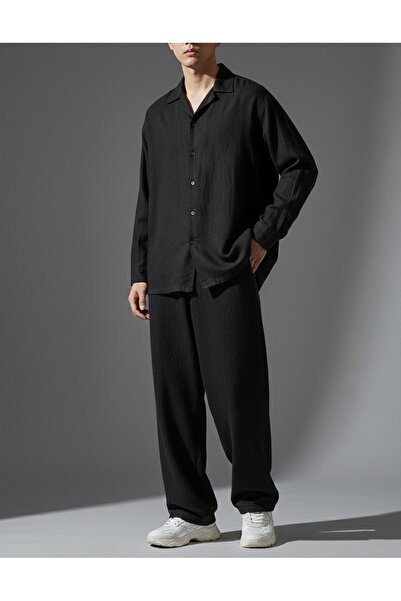 Wekame Cămașă oversize din in Flam Ham pentru bărbați, set de trening cu croi...