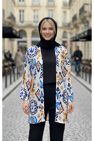 forte bella Ethnic Patterned Hijab Mini Kimono