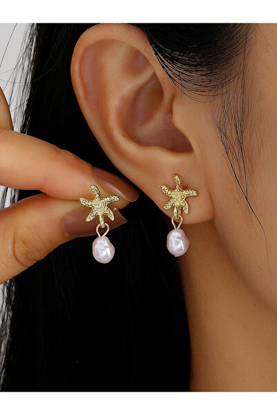 Take Two By Styli Starfish Pearl Drop Earrings